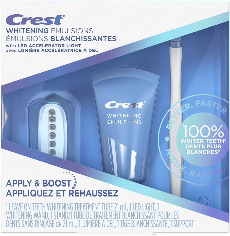 Crest Whitening Emulsions with LED Accelerator Light, Leaveon Teeth