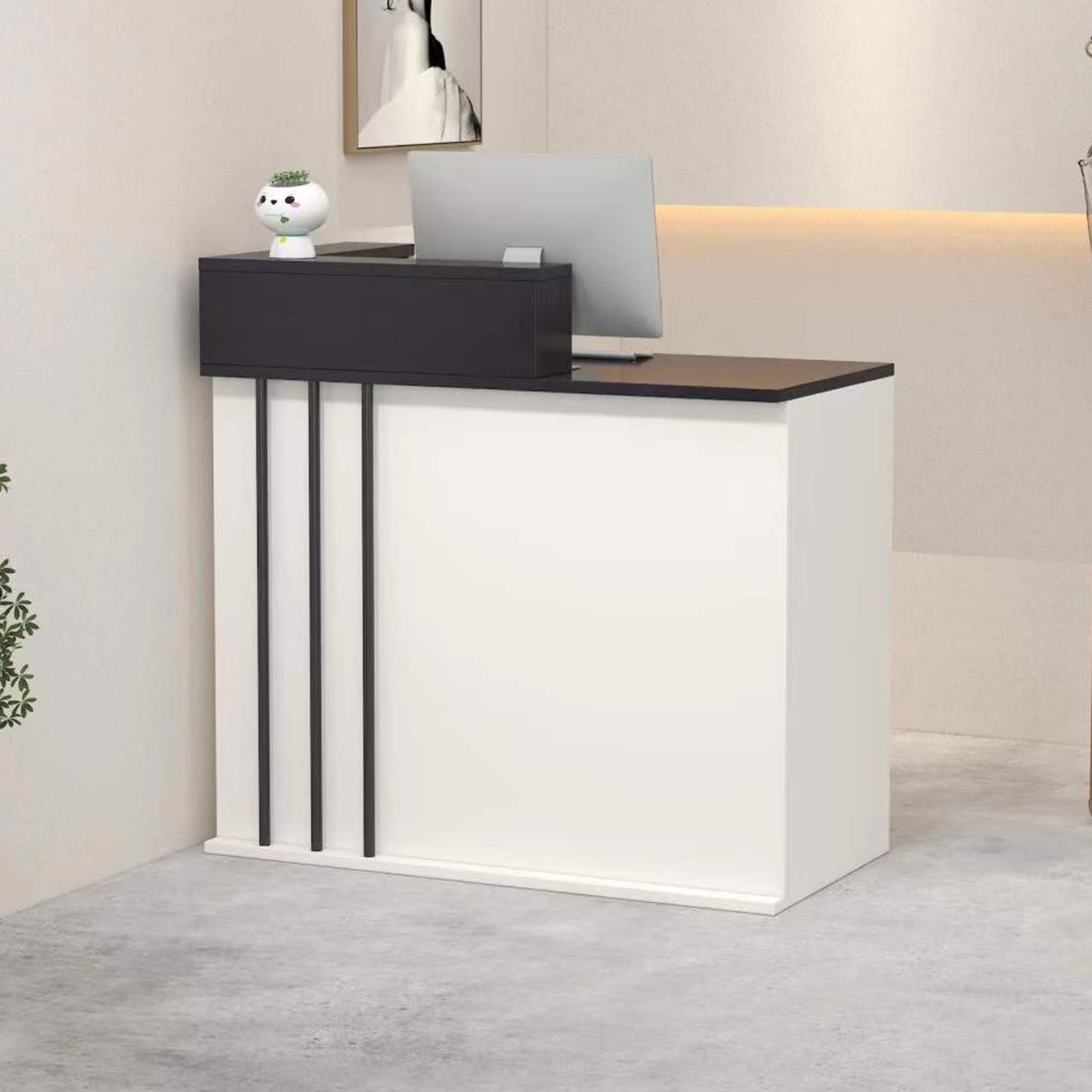 Empfangstresen an der Rezeption, kleiner Empfangstresen mit abschließbaren Schubladen, Computer-Rezeptionstresen aus Holz fürs Büro mit Schrank, moderner Willkommensschalter für Lobby, Büro,