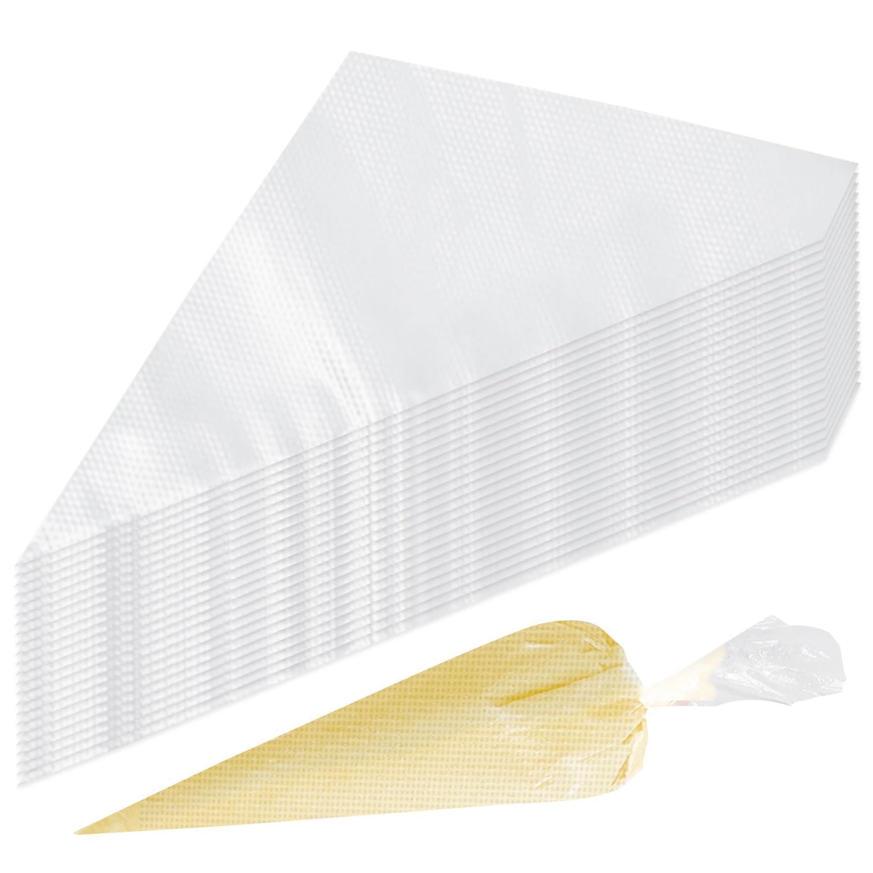 Klmnop Einweg-Spritzbeutel, 61 cm, extra groß, 200 Stück, Einwegspritzbeutel, rutschfest, bruchsicher, verdickte Spritzbeutel für Kuchen, Gebäck, Dessert-Dekoration (transparent)