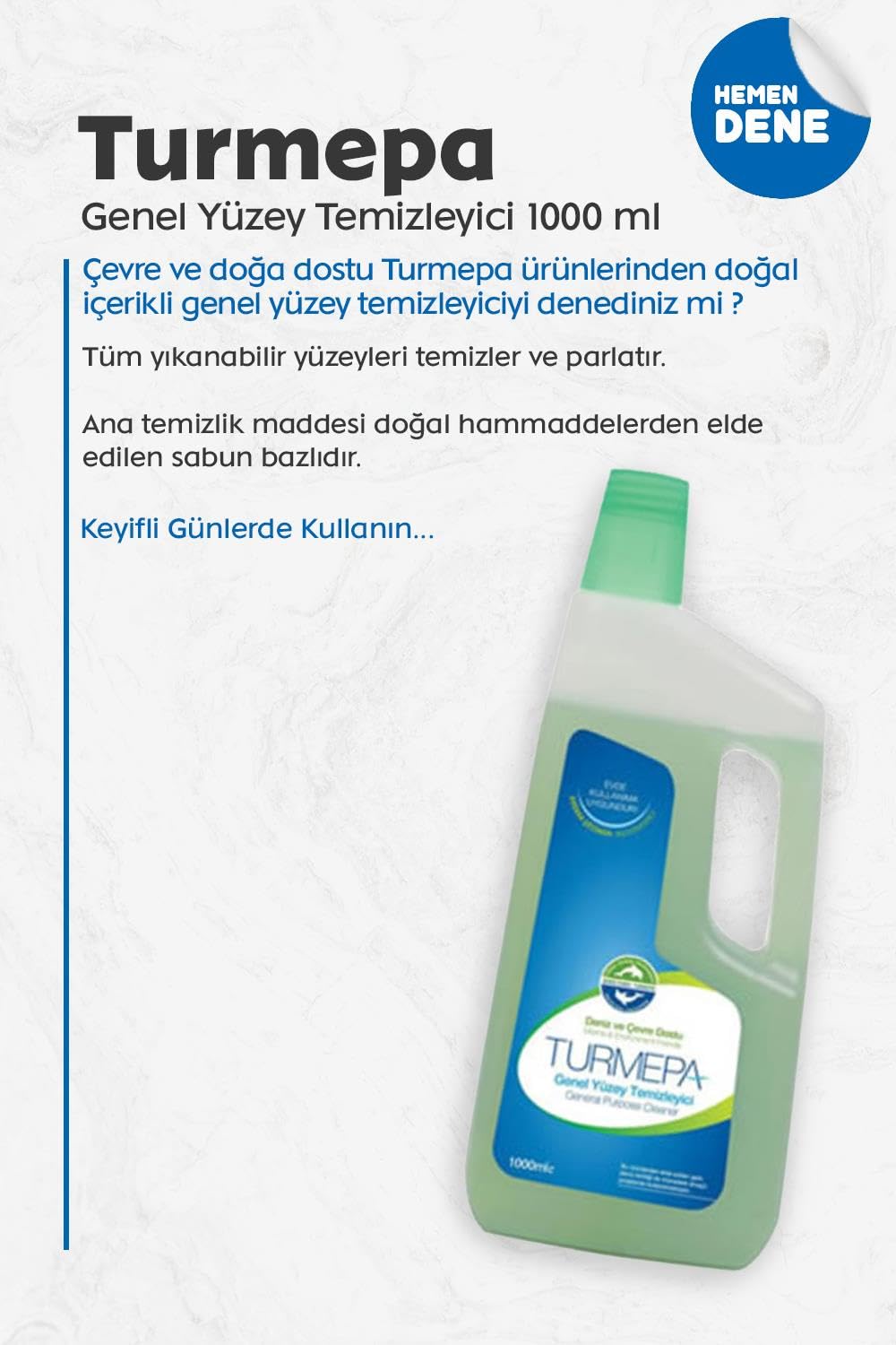 Turmepa Genel Yüzey Temizleyici, 7 AL 6 ÖDE 1000 ml ve 50 Gram Pamuk Hediyeli
