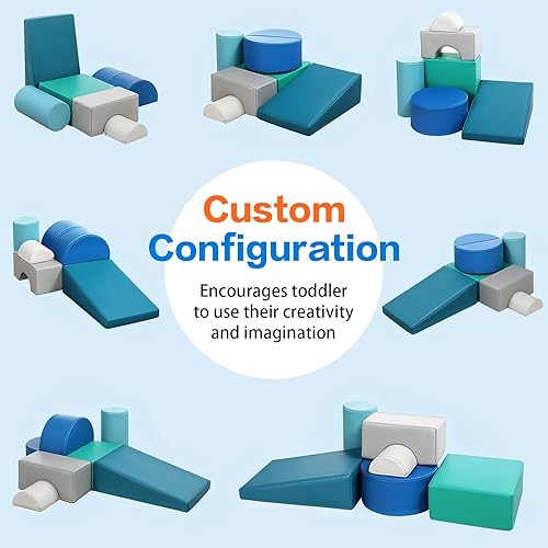 Miniatura 7 de Bloques de espuma de juguetes de escalada para niños: 6 bloques de escalada de espuma de cuero sintético para niños pequeños - Juego suave para