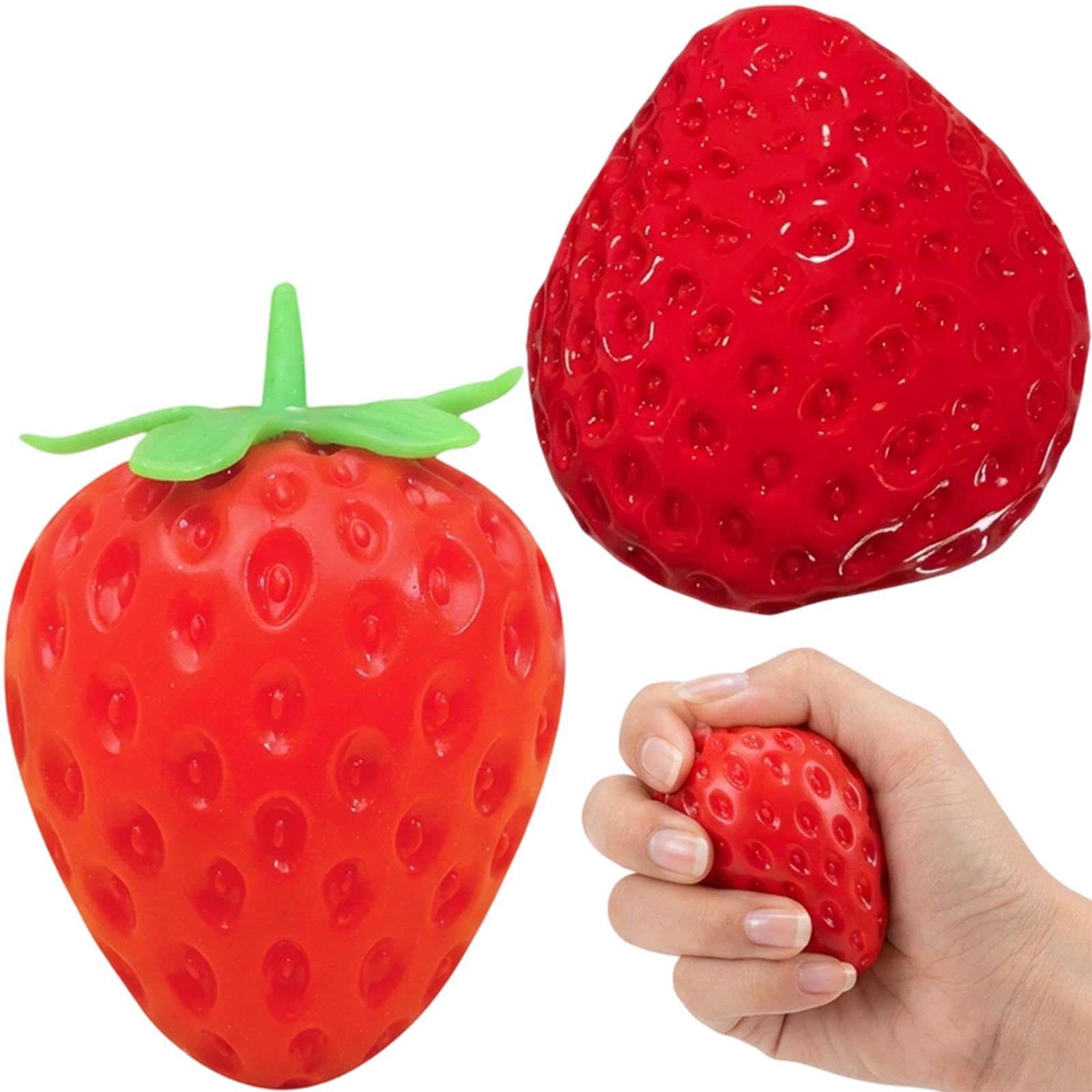 2 PCS Strawberry Squishy, Giant Strawberry Squishy, Cute Stress Relieving Toy for Adult, Ideal for Birthday