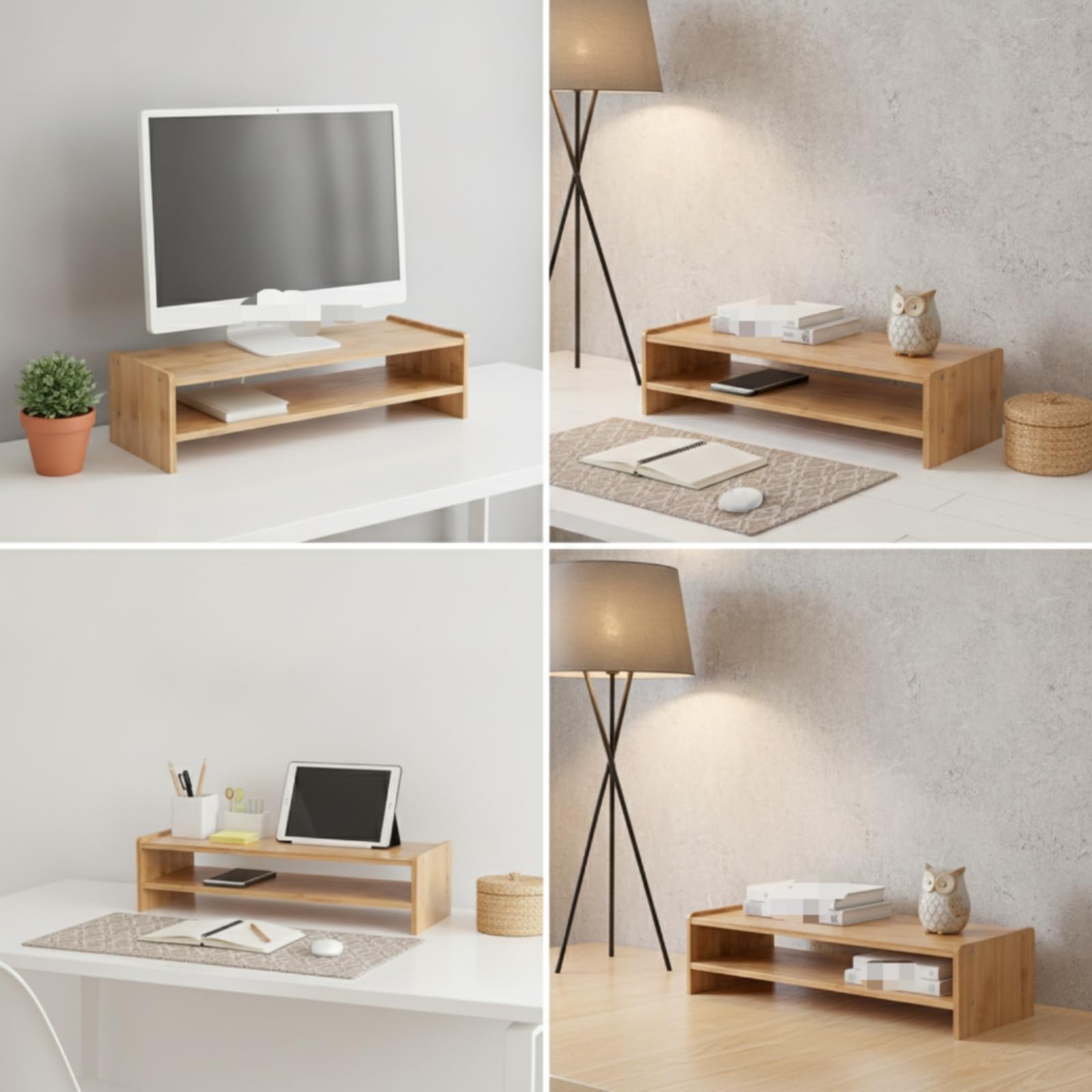Qianly Rialzo da Scrivania Minimalista Supporto Moderno Arredo per Professionisti, Studenti, Ufficio, Stile Semplice D Con Doppio Cassetto