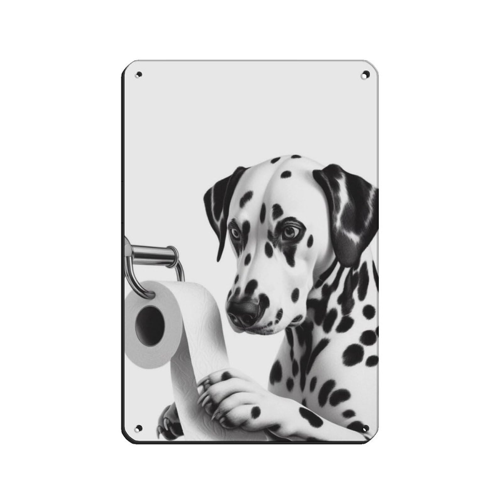 Dalmatian Dog Bathroom Art (2) Retro Poster Metal Tin Sign Chic Art Retro Iron Painting Bar People Cave Cafe Family Garage Poster Wall Decoration 8x12inch(20x30cm)