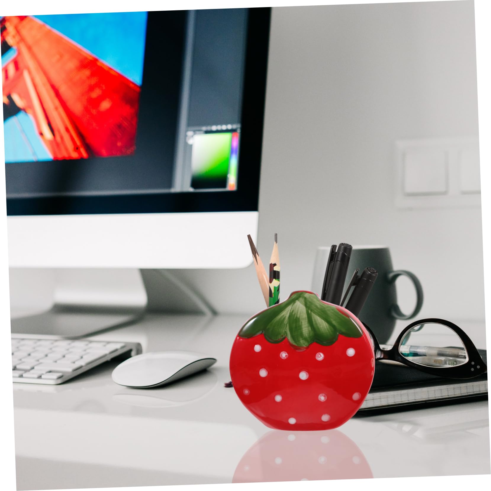 Angoily Portapenne A Forma Di Fragola 3 Pezzi Piccolo Portapenne Per Scrivania Portapenne Multifunzionale Portapenne Da Scrivania Organizer Per Penne Da Scrivania Contenitore Per