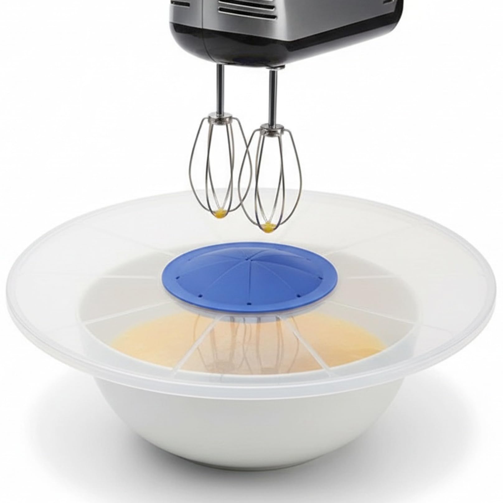 Ameble Blue Mixing Head Anti Splatter Baffle 12 Inch Plastic Mixer Splatter Guard Compatible With Most Mixing Bowls For Baking Cooking Kitchen Use