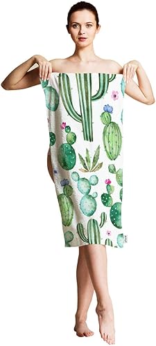 Miniatura 7 de oFloral Toallas de mano de cactus de algodón con flores de acuarela, cómodas y superabsorbentes, toalla suave para baño, playa, cocina, yoga, golf,