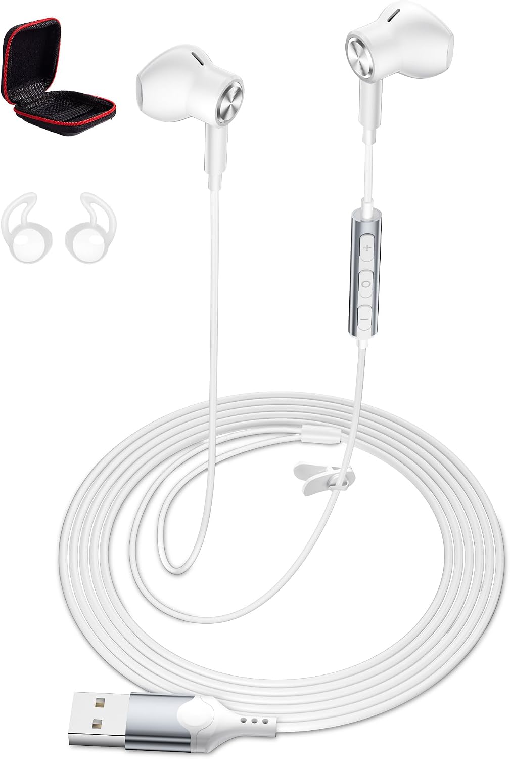 iMangoo USB Earbuds with Microphone for PC Laptop 7.5ft Cord Headphones