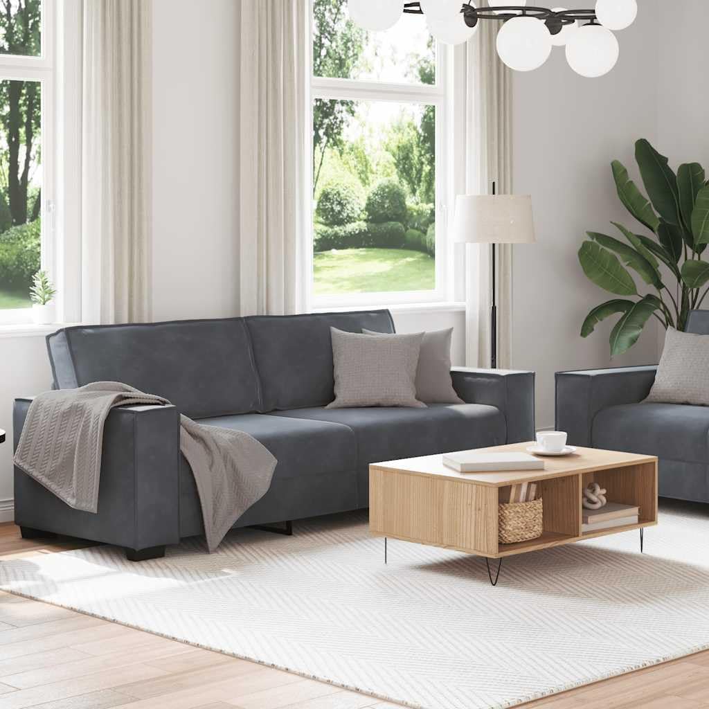 Sofa Set Dark Grey Velvet Living Room Furniture