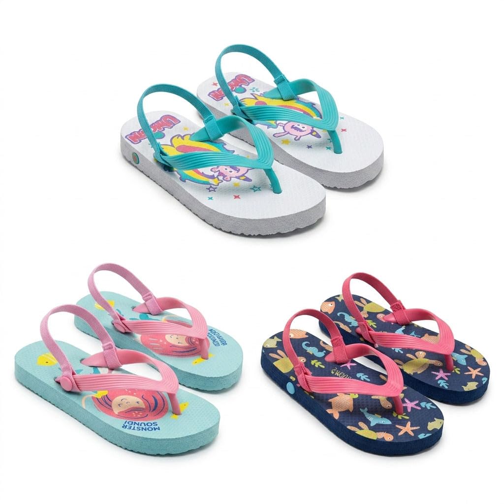 OZABI Tongs Enfant Pack 3 Paires - Motifs Fantaisie
