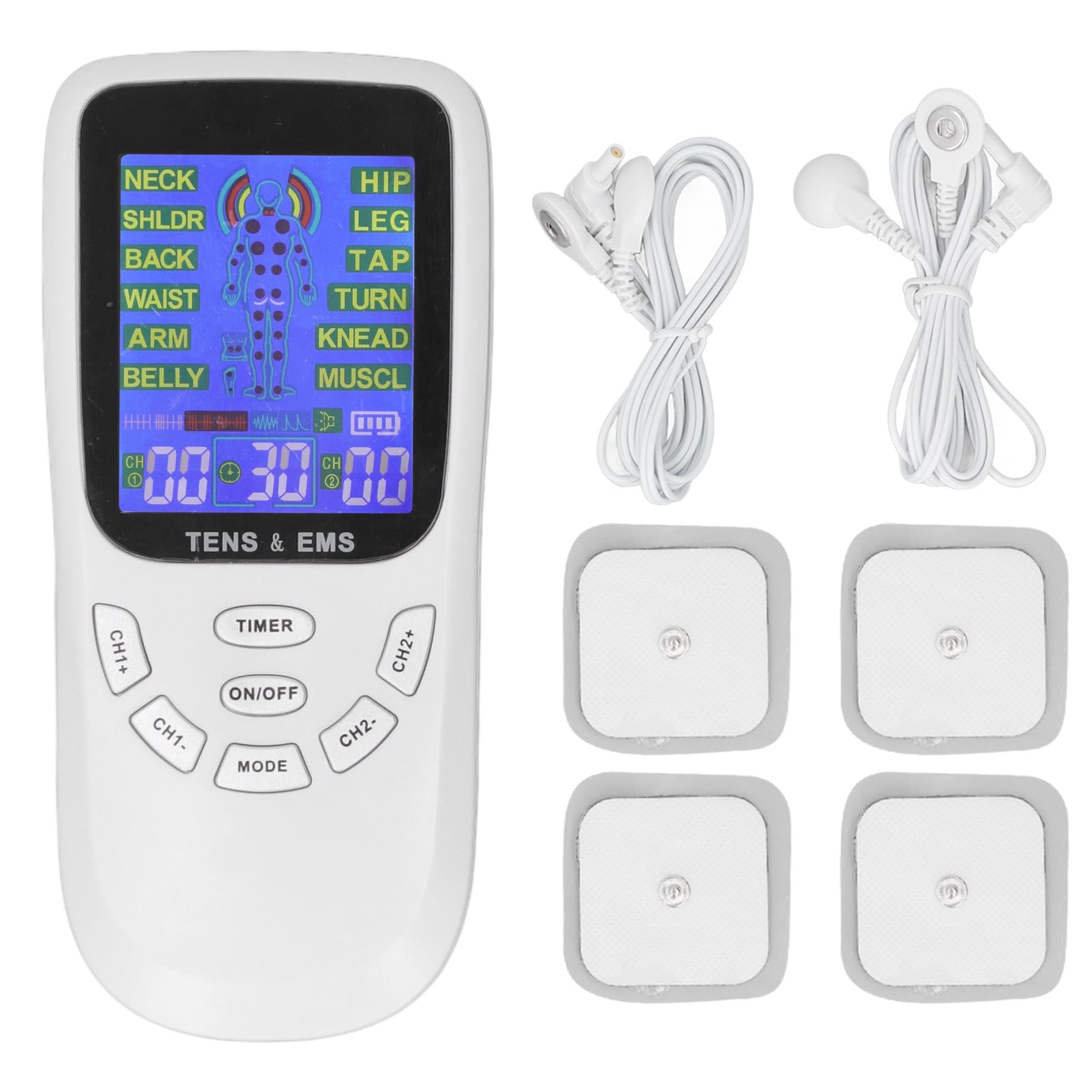 Rechargeable TENS Machine, Electric Dual Channel EMS Unit Muscle Stimulator Machine with 12 Modes, Micro Current Digital Mini Massager Pulse Device for Pain Relief Muscle Strength