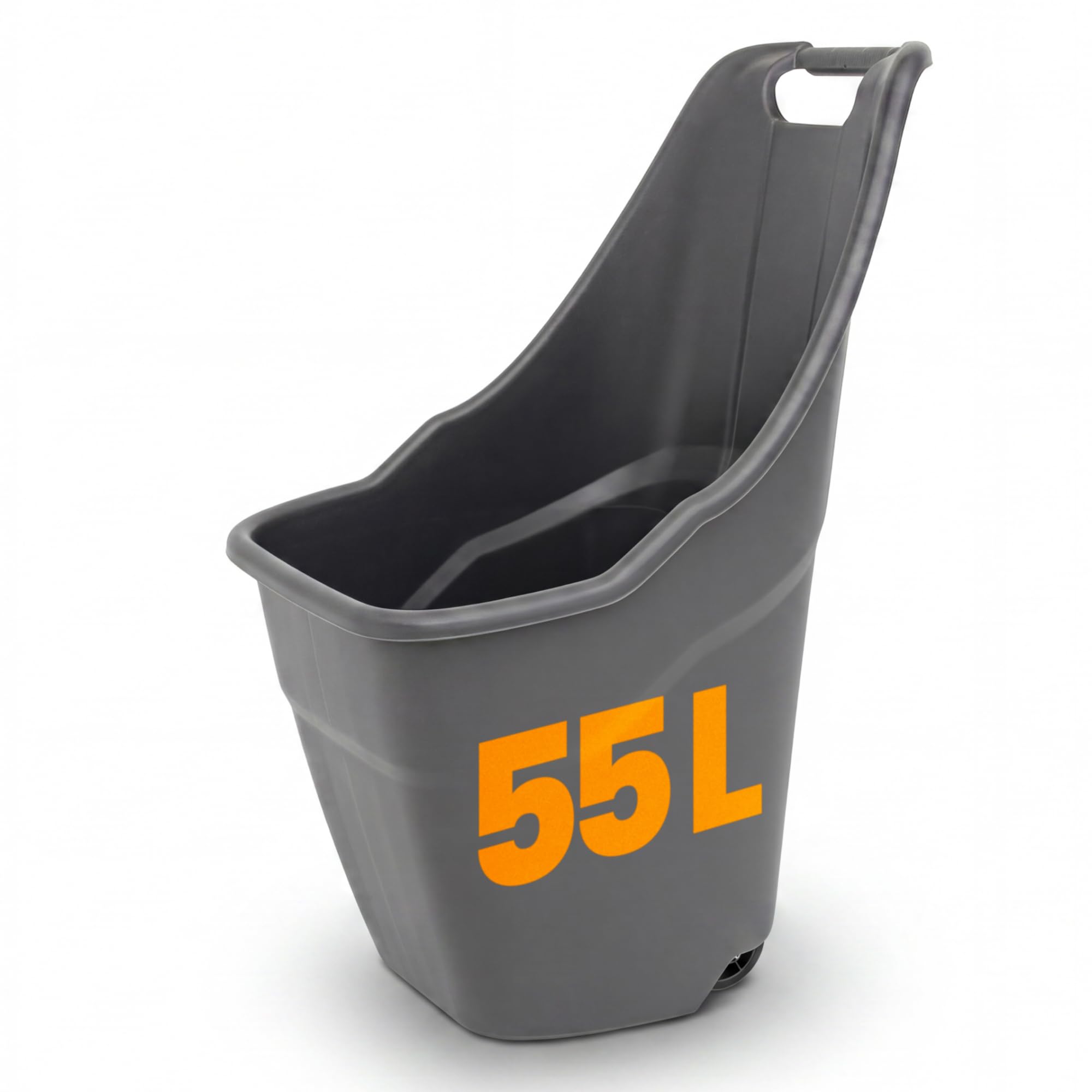 NOVECRAFTO 55L Garden Caddy on Wheels – Durable Plastic Garden Trolley, Easy Tip & Control Handle – Compact Wheeled Gardening Cart for Leaves, Weeding, Pruning, Lawn & Patio Cleanup (Grey)