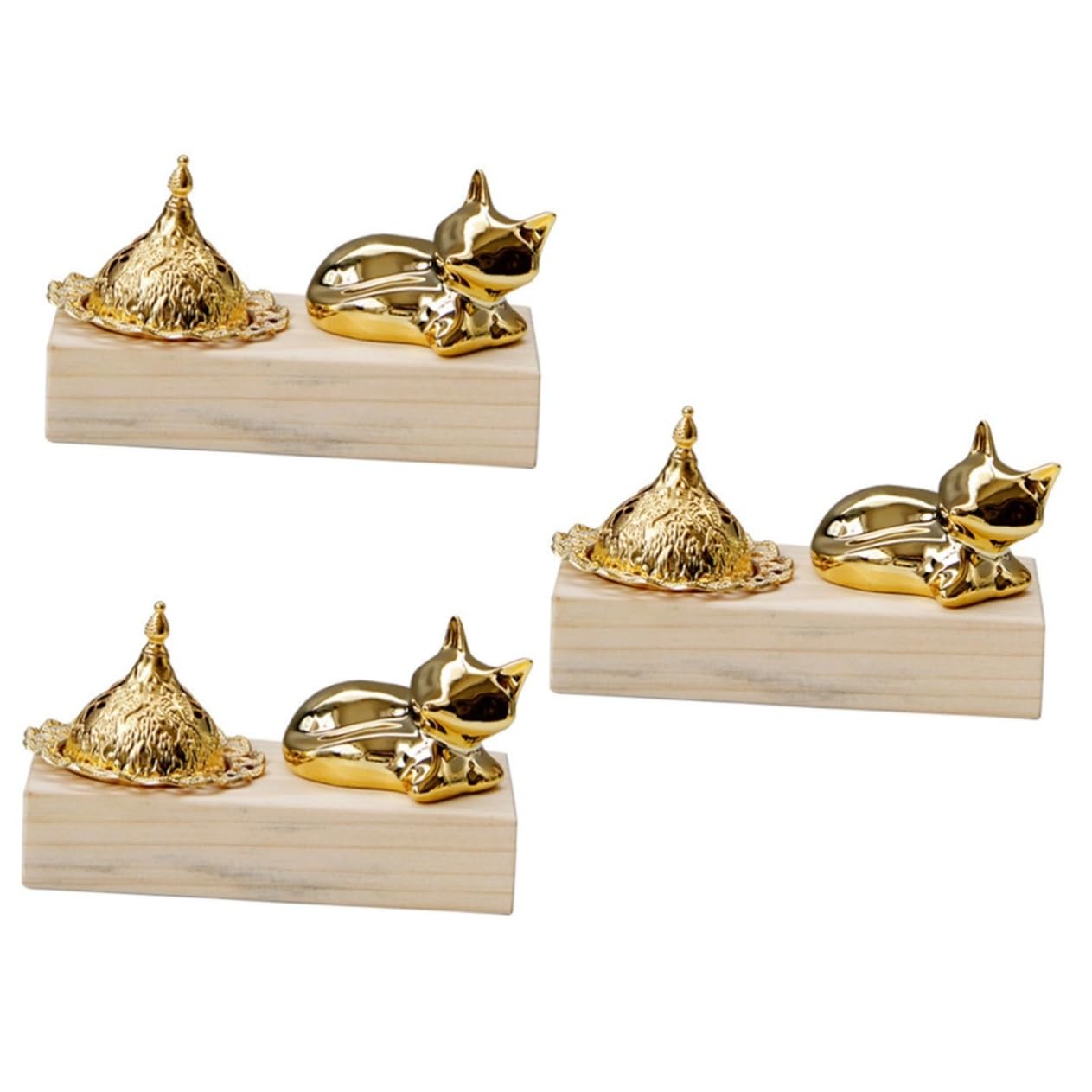 Ciieeo 3 Sätze Aromatherapie Räuchergefäß aus Holz und Metall Stabiler Tisch Räucherstäbchen Halter für Zuhause Büro Yoga und Meditation Orientalisches Design für Entspannende