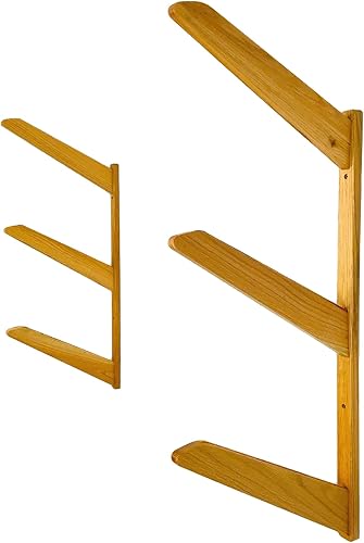 Miniatura 7 de StoreYourBoard Estante de pared de madera para snowboard, almacenamiento interior, madera natural maciza (3 tablas)