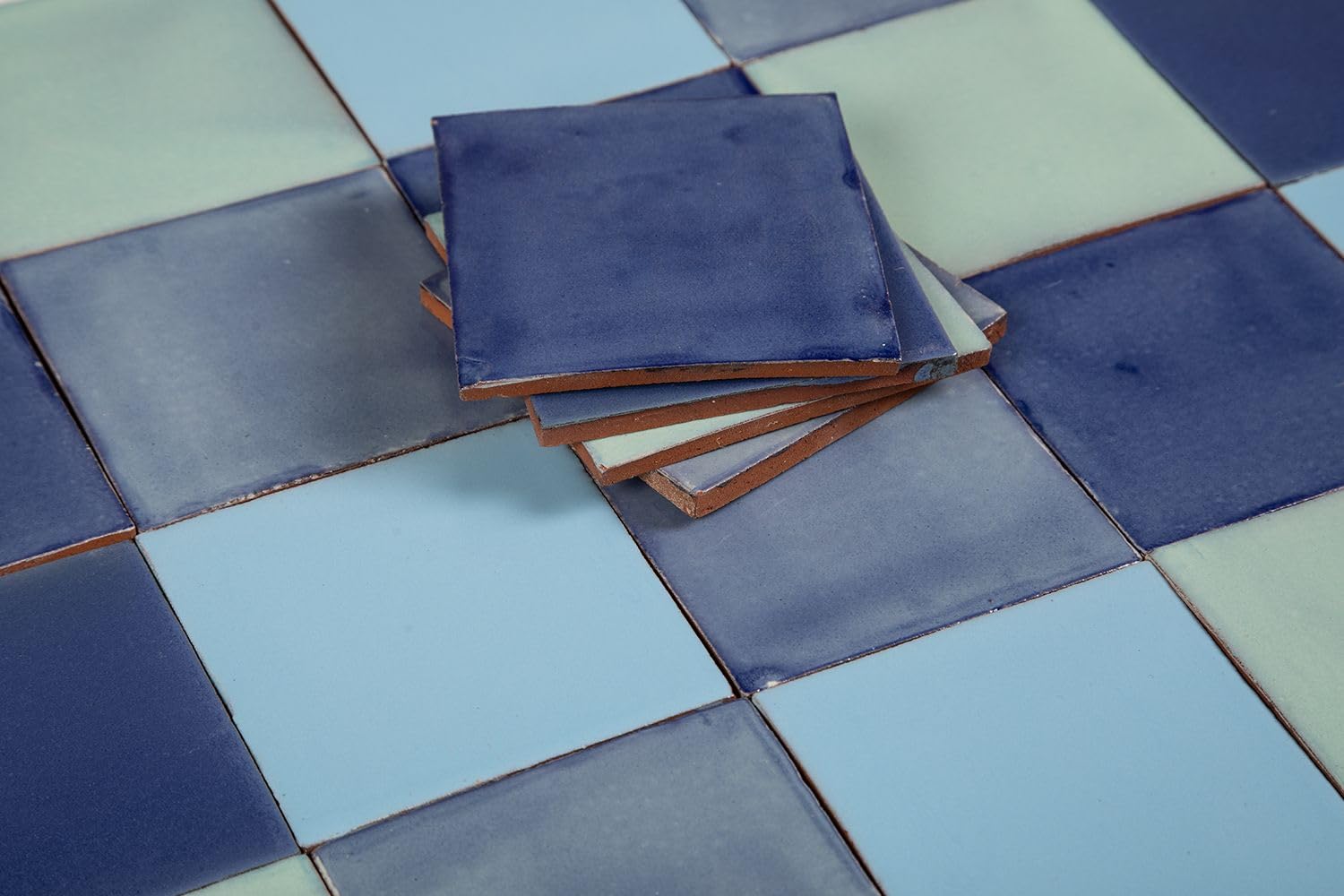 Cerames Azulejos de mosaico de un solo color azuna- mosaico de azulejos de cerámica mexicana, azulejos México para cocina, baño, ducha, pared posterior de cocina, un paquete de 90 azulejos 10,5 x 10,5
