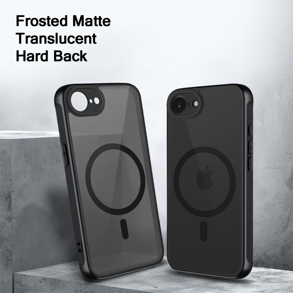 TheGiftKart for iPhone 16e / iPhone 17e Case, Matte Frosted Hard Back Cover Compatible with MagSafe, Hybrid Shockproof Case with Camera & Screen Protection (PC & TPU, Translucent Black) — Amazon image 4