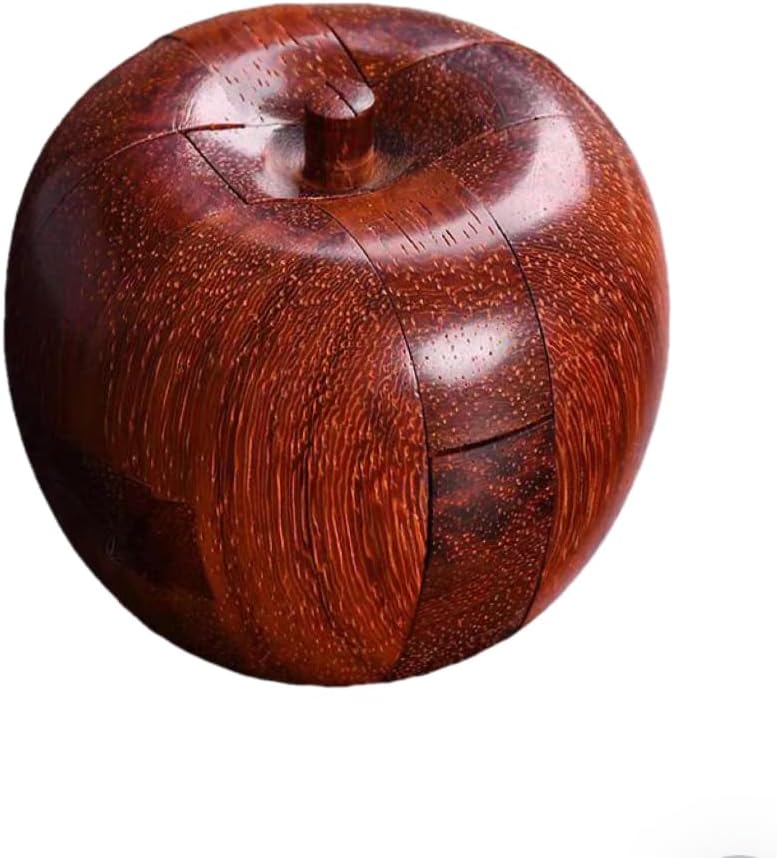 Mahogany Apple Luban Lock Wooden Kong Ming Lock Brain Teaser, Wooden Logic Puzzle, A Unique Gift for Friends, Colleagues, Family Diameter 2.56 inches (Apple)