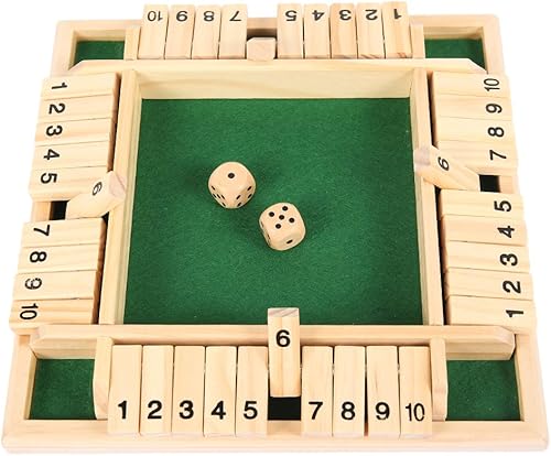 Miniatura 1 de Juego de dados Shut The Box, juego de matemáticas de mesa de madera para 2 a 4 jugadores, juegos de versión de mesa clásicos familiares con