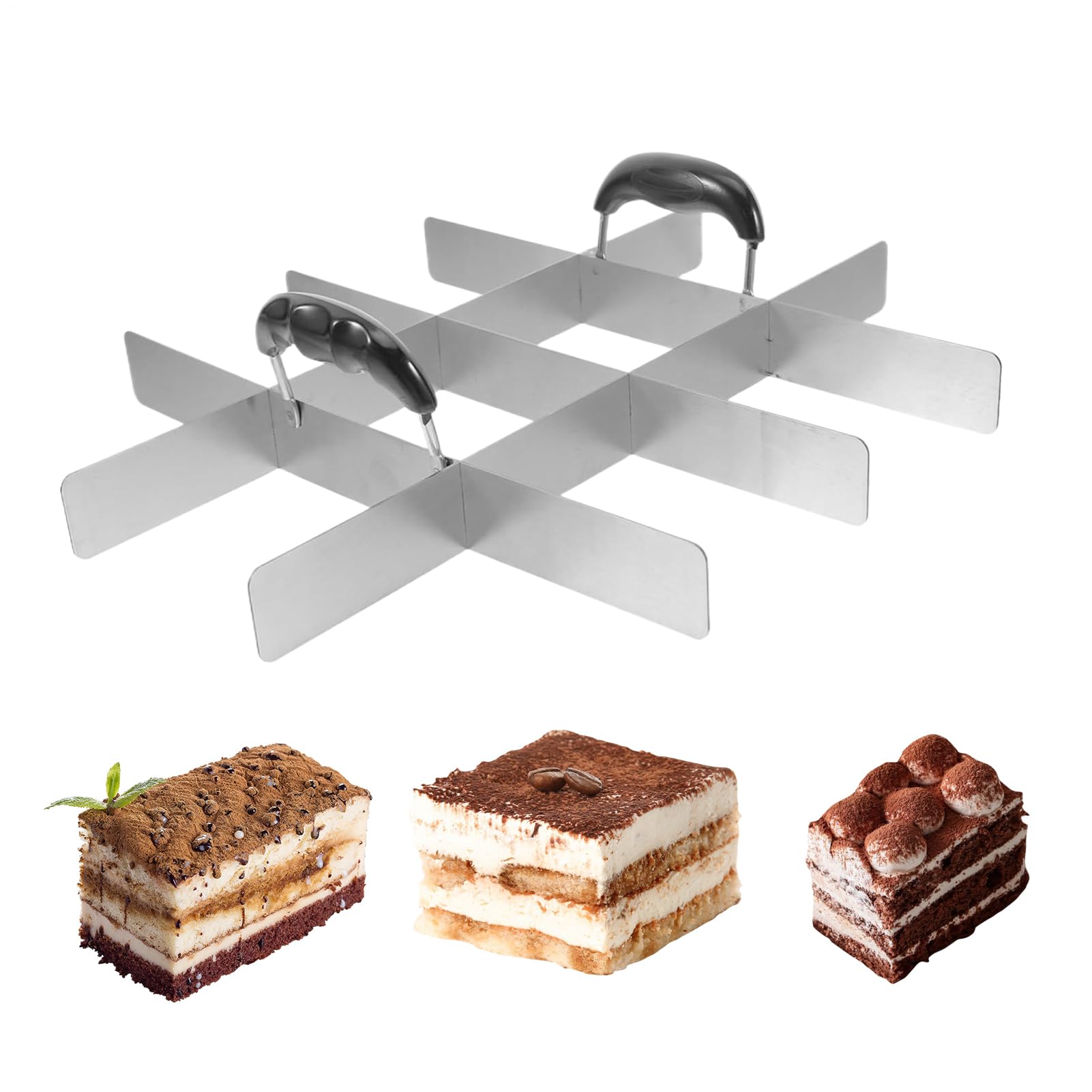 Cortador de pastel cuadrado | Cortador de pastel Uniforme de acero inoxidable con mango | Utensilio de pastelería para Flan Arroz Restaurant Maison,Para Pastelería o Cumpleaños Picnic