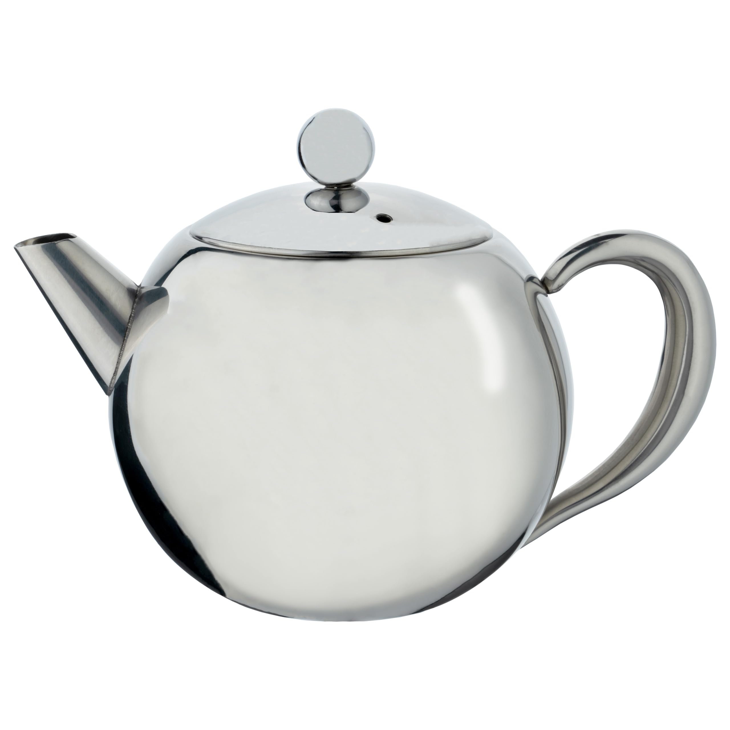Café Ole Rondeo Stainless Steel Tea Pot Easy Pour Teapot with Infuser Basket 17oz 500ml