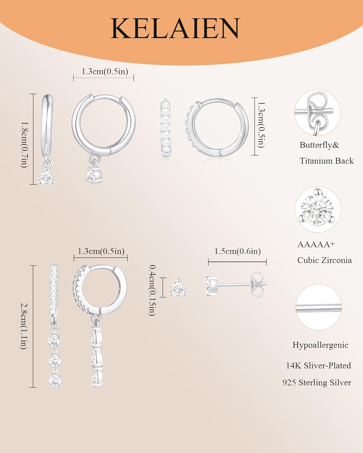 Gold Silver Earrings for Women Trendy 14K Gold Plated Dangle Hypoallergenic Cartilage Earrings Small 925 Sterling Silver Post Dainty Hoop Drop Pearl Earring Stacks Set Huggie Chain Earrings Jewelry - Image 6