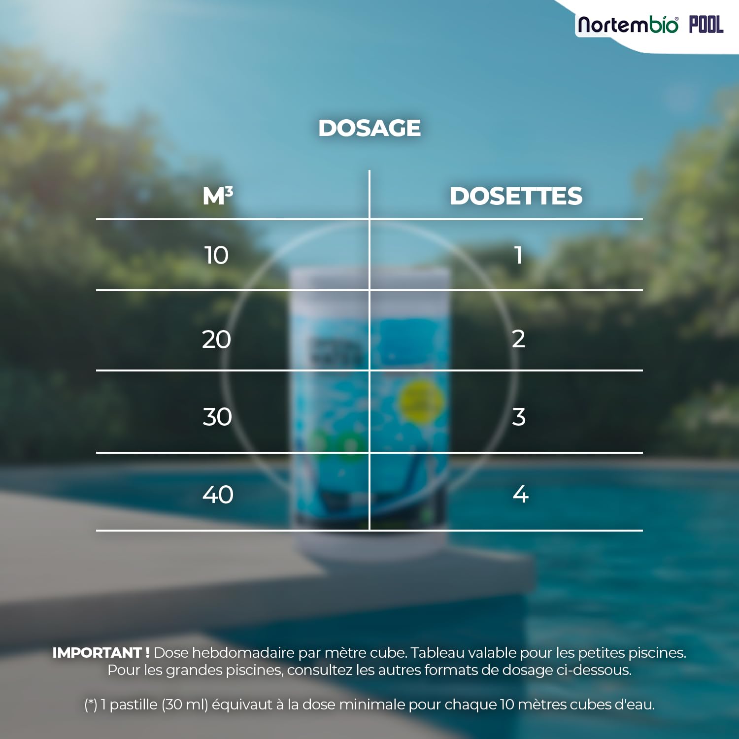 Nortembio Floculant Naturel pour Petites Piscines Clarificateur Piscine Professionnel pour Eau Trouble Traitement pour Eau Claire et Cristalline + eBook Offert avec Conseils d’Experts (32 Semaines)
