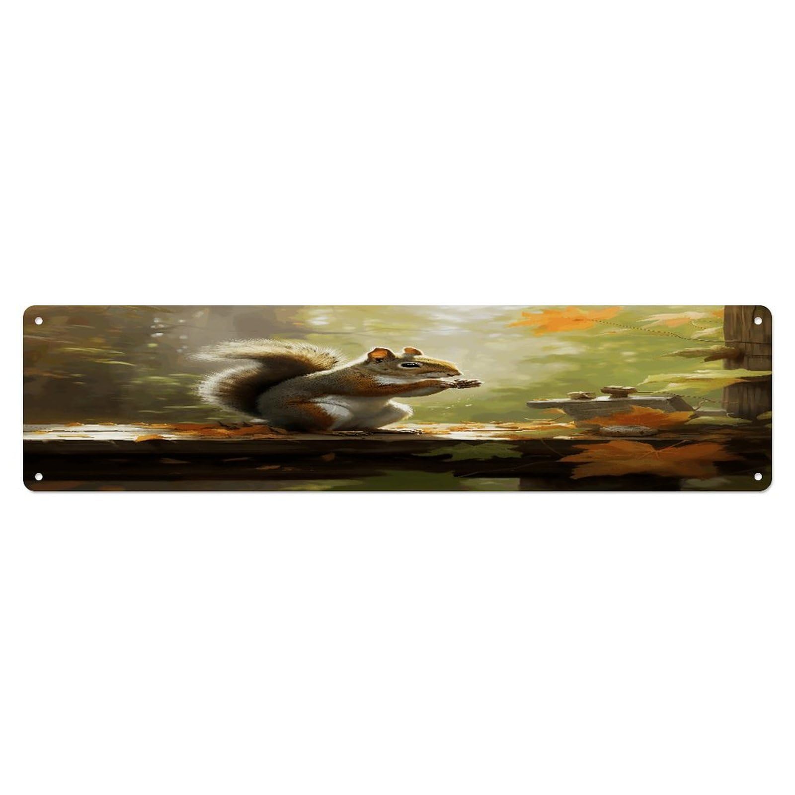 Adfgyerh Style Squirrel Eats Nuts Wall Decor Aluminum Waterproof. Plaque, Practical Gift,Sign 15.7X3.9 Inch Poster,For Home, Office, Business, Garage– Indoor/Outdoor