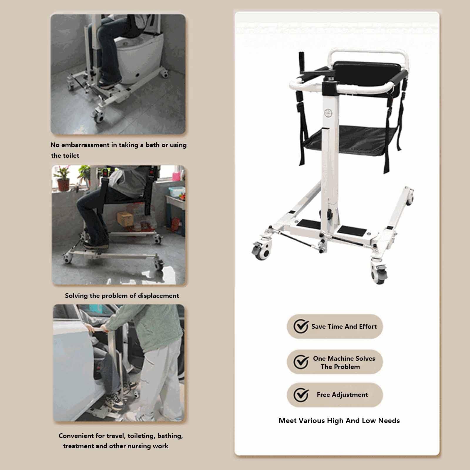 Grúa para Pacientes en casa,Silla de Ruedas Ligera para baño y Ducha,Elevador portátil para Pacientes Mayores,Altura Ajustable, Capacidad de Carga de 120kg,para enfermería Junto a la Cama