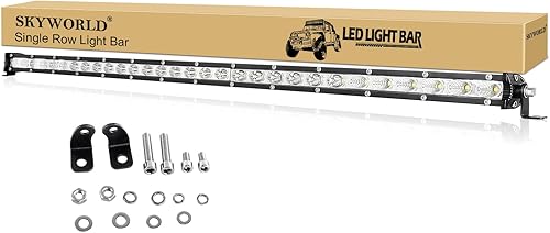 SKYWORLD Barra de luz LED de una sola fila de 30 pulgadas de 150 W de perfil bajo, ultra delgada, mini punto de inundación, haz combinado de luces