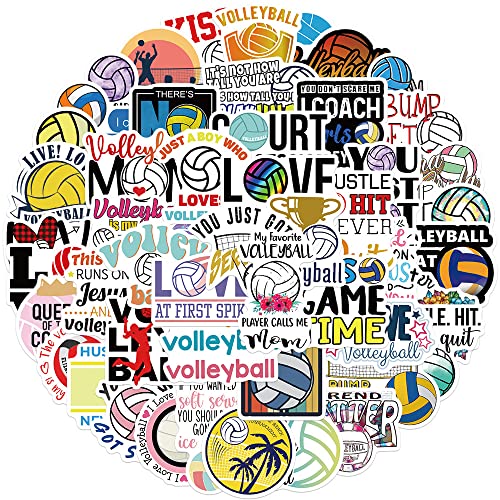 50Pcs Volleyball Stickers - Perfect Volleyball Fan Gifts for Boys and Girls, Use Them On Water Bottles, Anywhere You Need Volleyball Decor, Laptop Stickers, Volleyball Wall Decal (Volleyball)