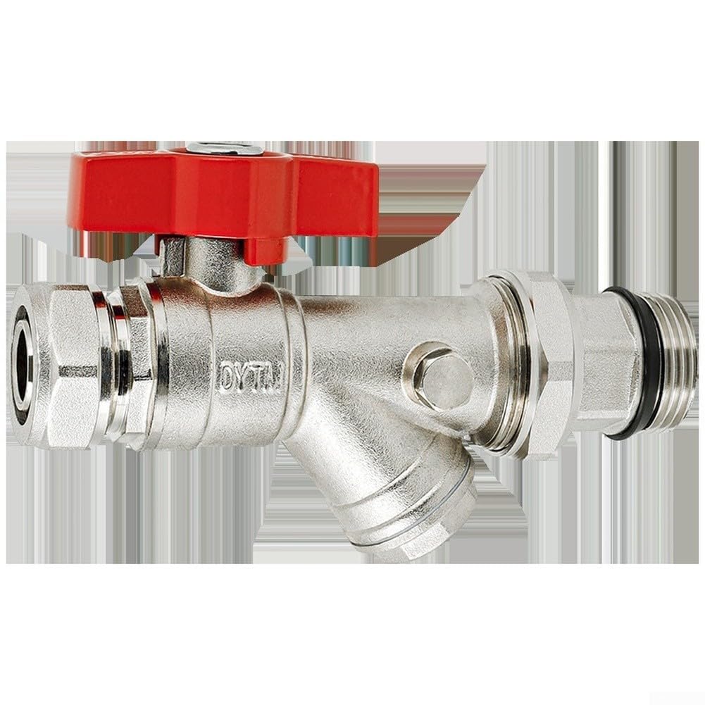 Válvula de Bola de para latón con para filtro para PEX, Cierre 2 Vías Calefacción Suelo Radiante 16mm(B)