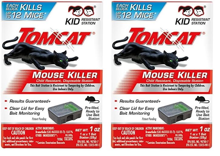 Tomcat Mouse Killer Child Resistant, Disposable Station, 1 Pre-Filled Ready-to-Use Bait Station (Pack of 2)