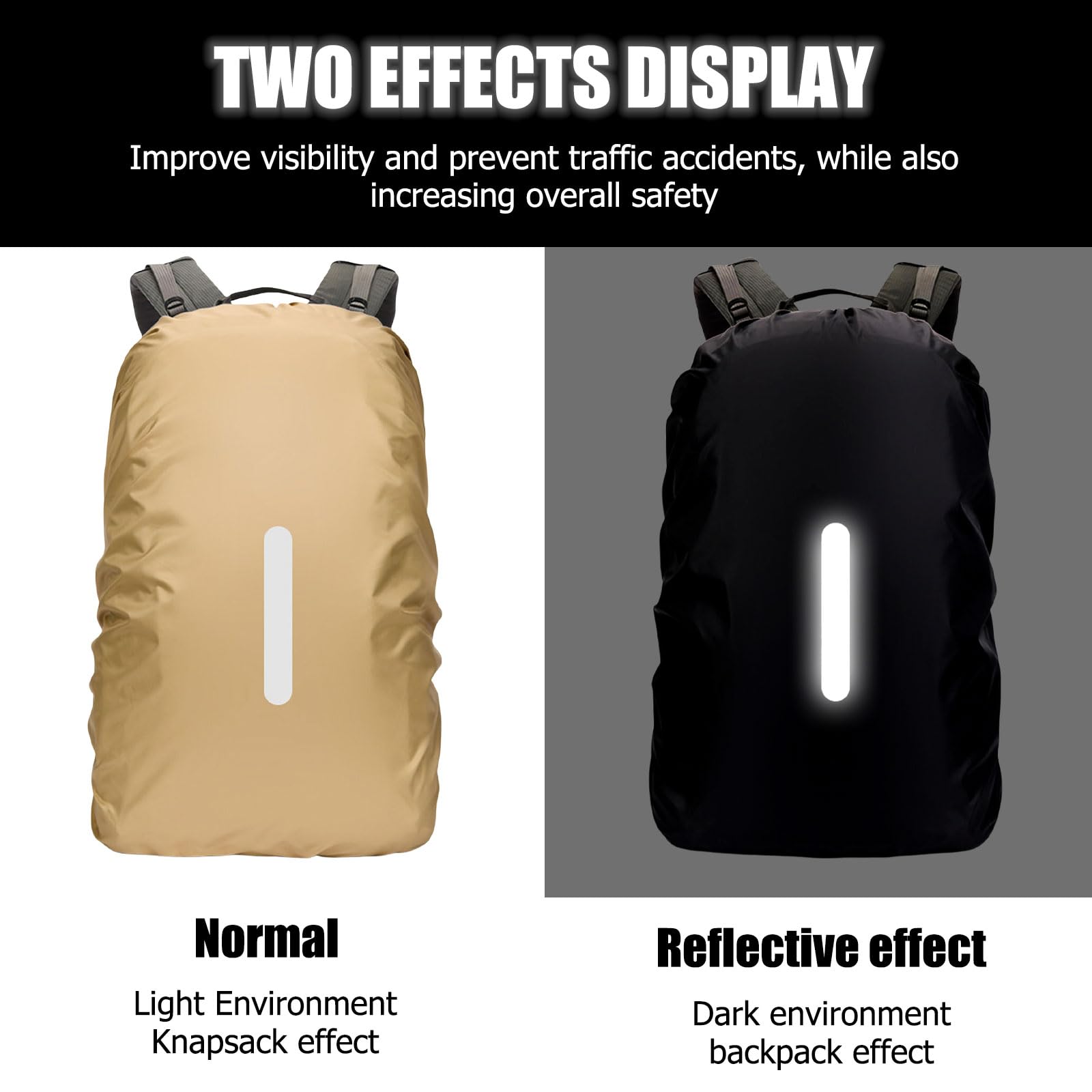 LAMA Parapioggia per Zaino, 2 Pacchi Impermeabile Outdoor Zaino Parapioggia Reflective Copri Zaino per Pioggia/Anti Polvere/Antifurto/Bicycling/ Escursionismo/Outdoor attività S 18L-25L Verde Nero