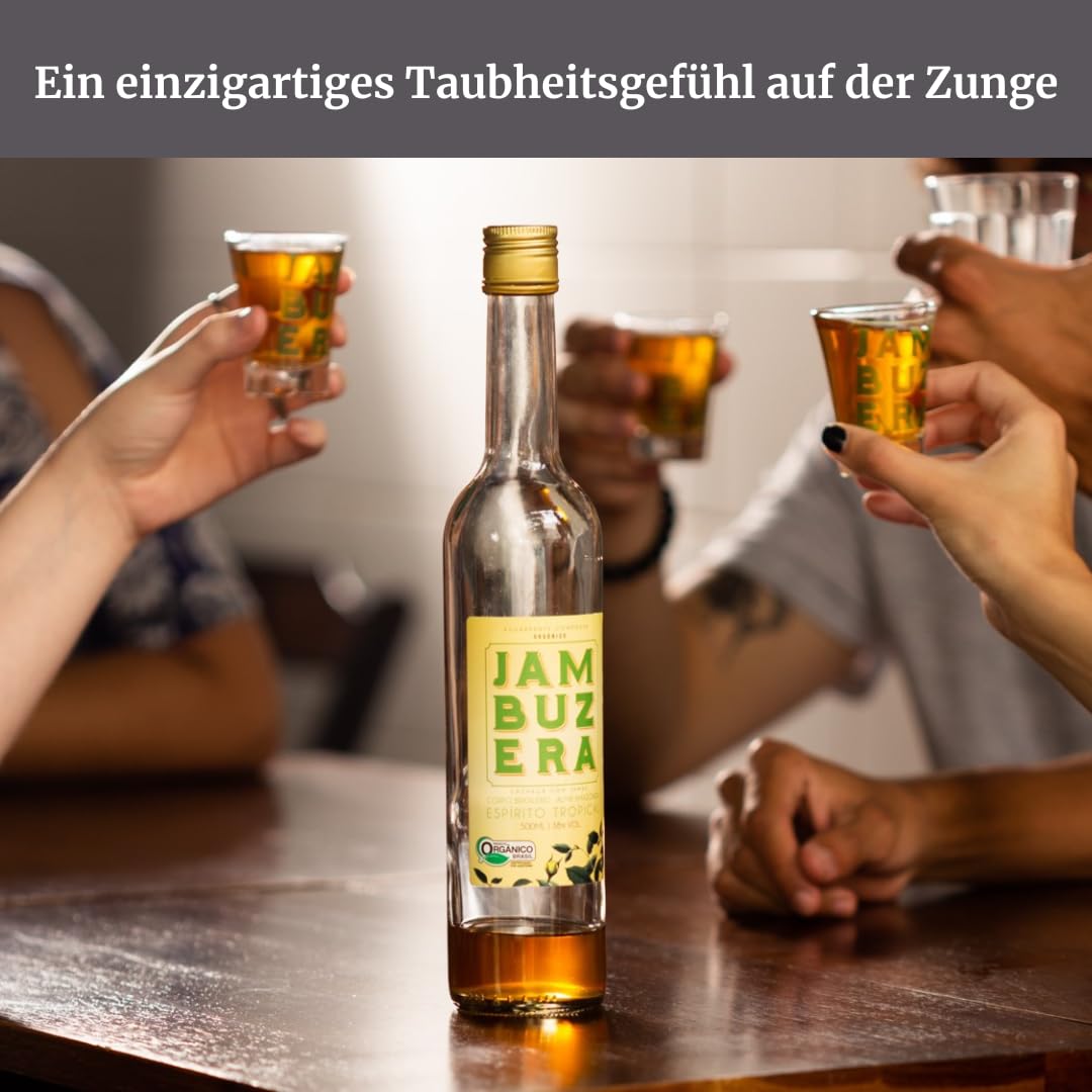 Jambuzera - Cachaça mit Jambu - Es macht die Zunge taub. 500ml, 38% vol. alc.