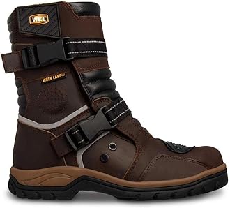 WORKLAND 77411 Motorcycle Boots For men - Water Repellent Leather Riding Boots with Ankle Protection- Slip Resistant Sole- ADV Boots for Street and Touring
