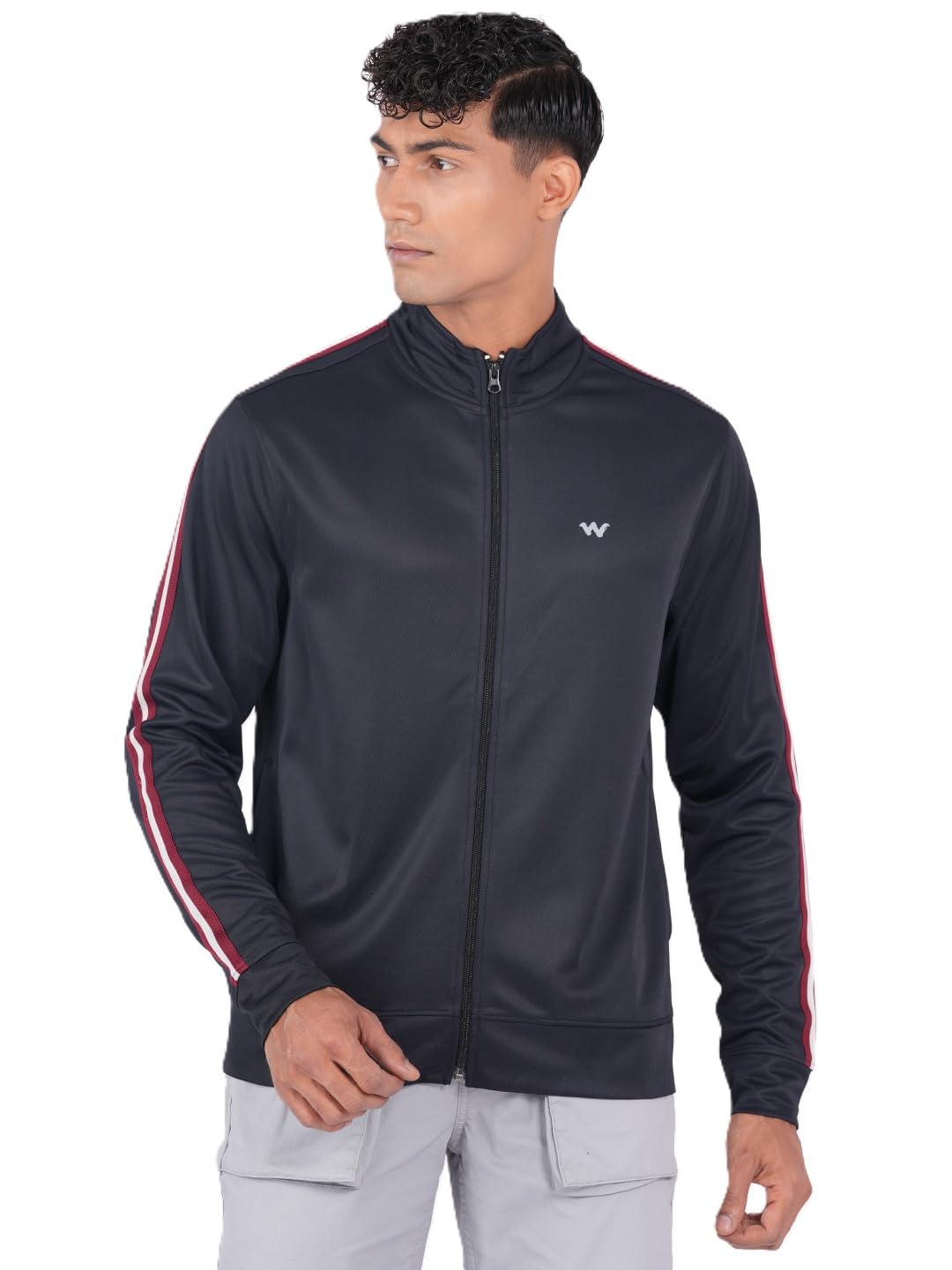 Wildcraft Men Classic Stripe Trainer Jacket|Stand Collar|Set-in Sleeves|Solid Knitted Fabric & Front Zipper-picture-21