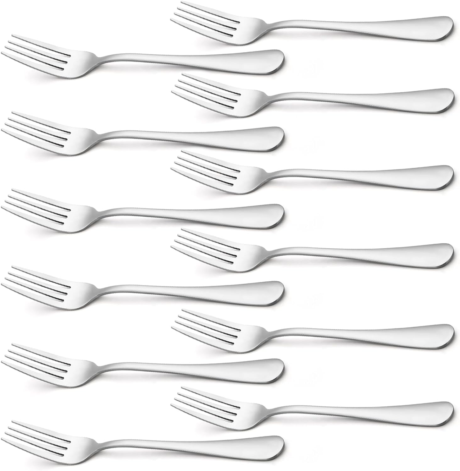 ikis - 12 Pieces Stainless Steel Forks Set for Dining Table, Dinner Fork, 15.5 cm, Silver, Set of 12 Dinner Forks Set, Dessert Forks,Table Forks,Salad Forks for Home Kitchen Restaurant Hotel