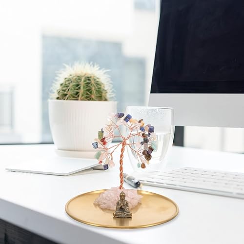 Miniatura 3 de GALPADA 1 juego de estatua de Buda de Buda, decoración de árbol de cristal, bandeja de árbol de cristal, decoración de oficina, quemador de