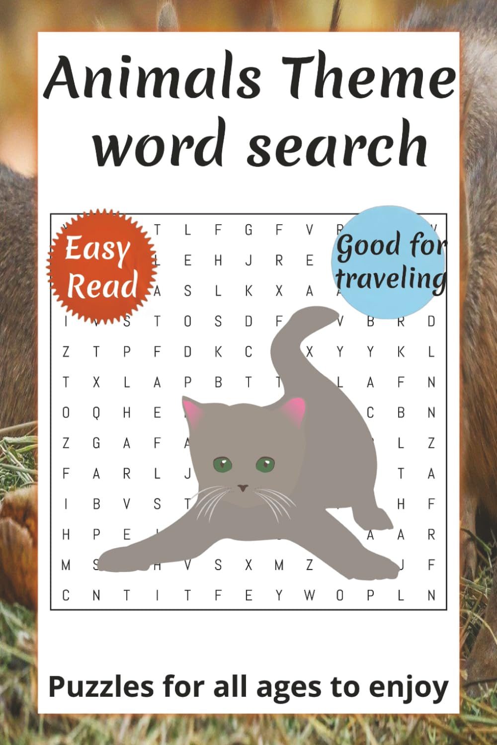 Animals Word Search Puzzle: 120 pages | 60 puzzles! Fun for all ages, 9 words per puzzle, Small book for travel, fun on the go