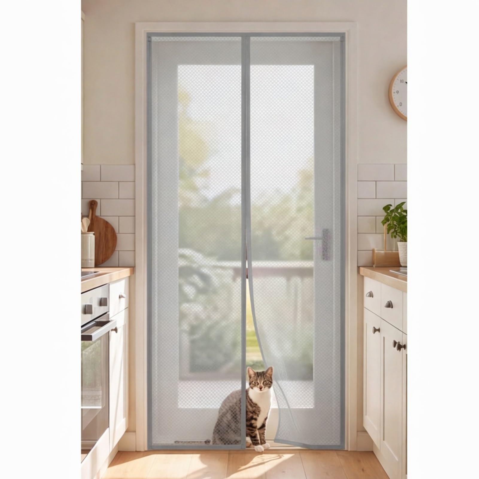 Goutui Grey Magnetic Screen Door 145 X 193 Cm Frame Hook & Loop Hundreds Of Sizes Fly Curtains Keep Bugs Out & Lets Fresh Air In Easy To Install Without Drilling,
