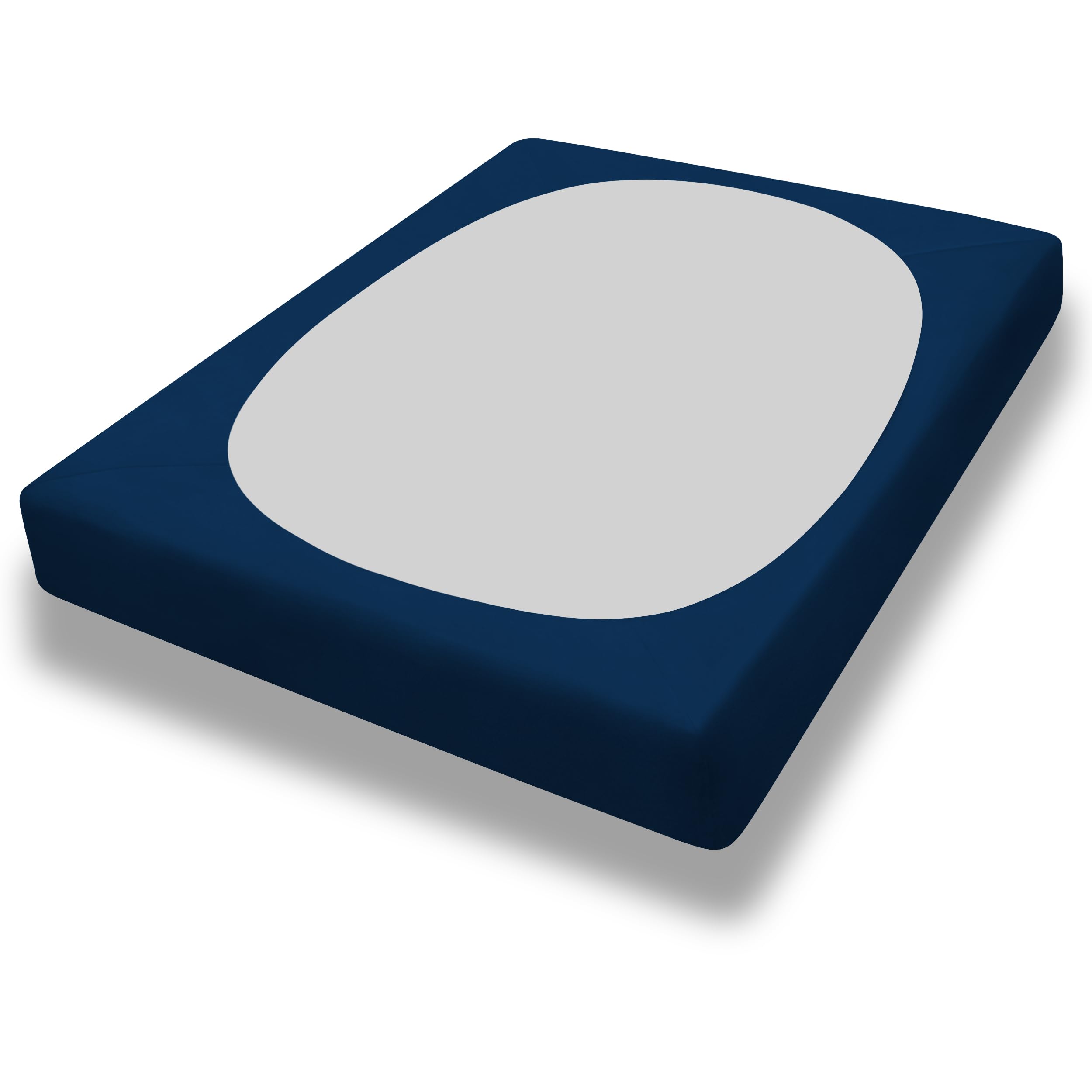 PureFit Stretchy Box Spring Cover - Elastic Fitted Wrap Around 4 Sides, Wrinkle & Fading Resistant, Queen Size, Navy