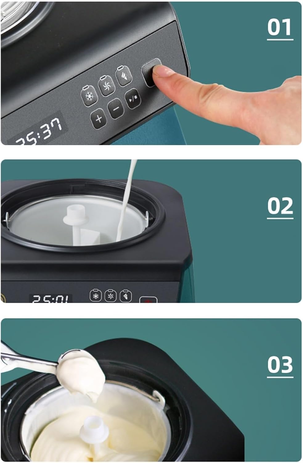 Ice Cream Maker Machines Ice Cream Machine Household and Commercial Machine Dual-Use Automatic Fast Homemade Ice Cream DIY Ice Candy Ice Cream Maker Yogurt Machine