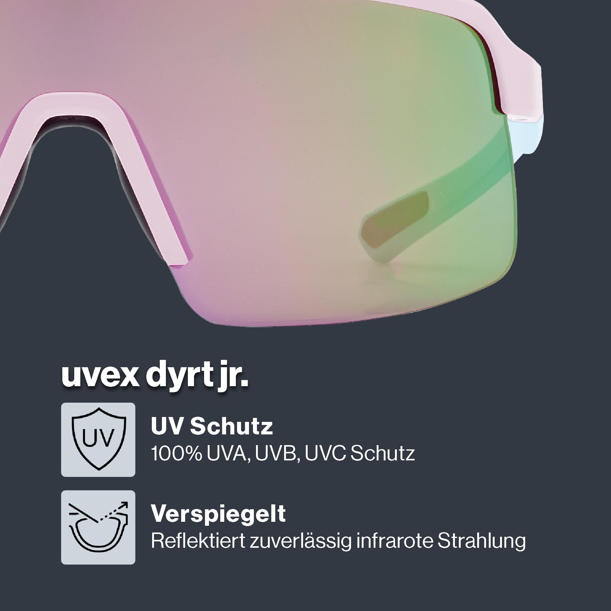 Uvex dyrt jr. - leichte, stylische Sportbrille mit verspiegelter Scheibe und Soft-Nasenpads und Soft-Bügeln für Kinder