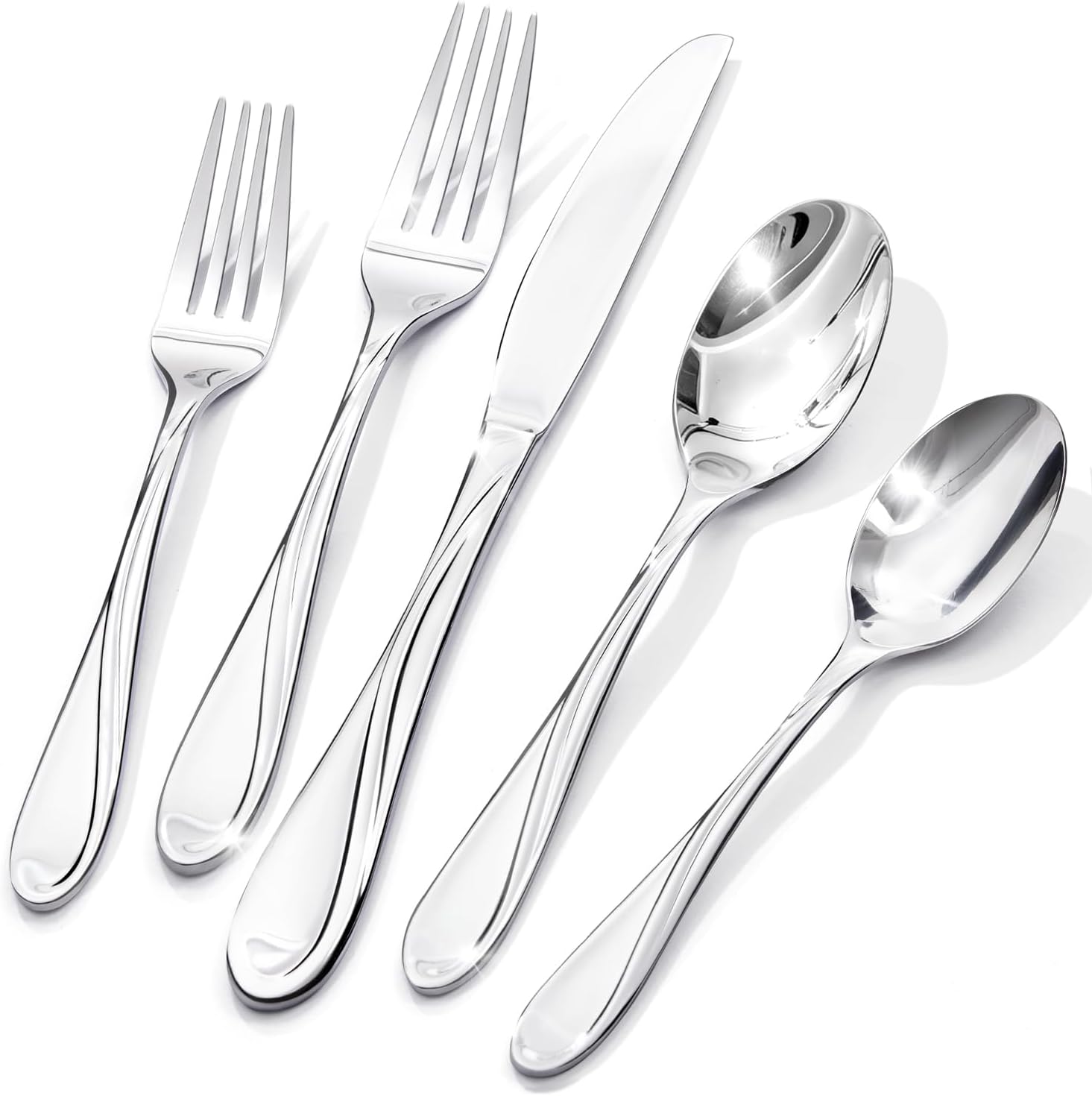 KINGSTONE 20-Piece Silverware Set Service for 4, Heavy Duty Stainless Steel Flatware Set,Cutlery Set for Home Kitchen Restaurant Wedding, Dishwasher Safe