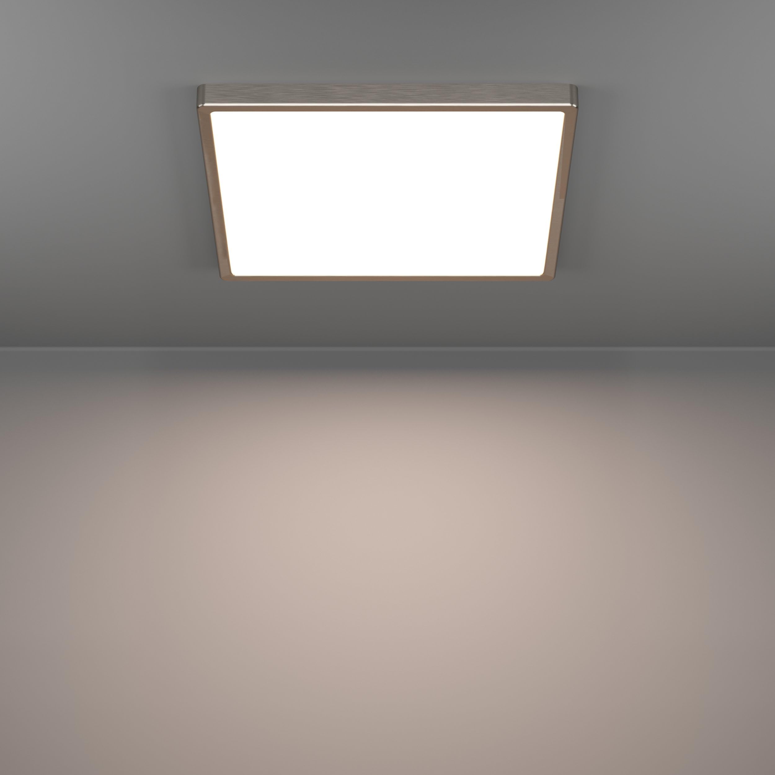 Eglo Fueva 6 Plafoniera a LED, quadrata, lampada da soffitto in metallo | colore argento e plastica bianca, luce bianca calda e fredda, 39 x 39 cm