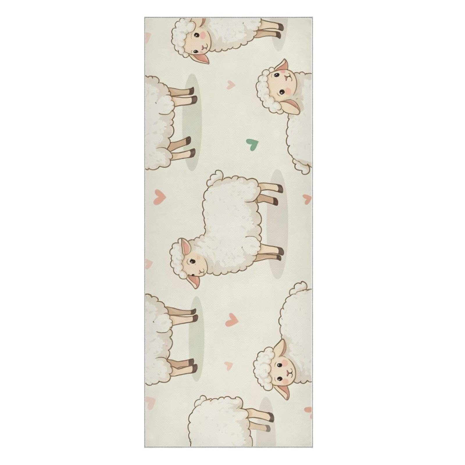 Hezely Non-Slip Hot Yoga Towel - Mat-Sized, Super-Absorbent Microfiber Sweat Towel for Gym, Bikram, Pilates and Yoga Mats,White Lambs Cute