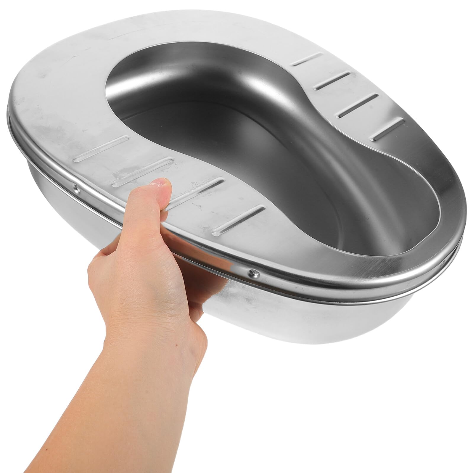 Orinal Portátil de Acero Inoxidable para Adultos Encamados, Cuña Metálica Grande sin Tapa, Uso Hospitalario y Doméstico, Bacinilla para Cama, Accesorio para Cuidado de Pacientes