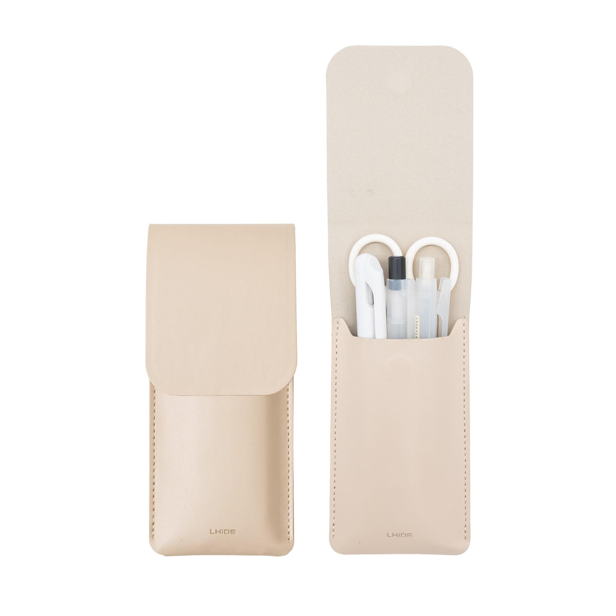 LHiDS Leder-Federmäppchen, Stifttasche für drei Fontänen, Kugelschreiber und Tintenroller, kleines Federmäppchen, Reisetaschen, Organizer, aprikose, Small, Federmäppchen