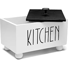 Solid Wood Farmhouse Kitchen Storage Bin with Lid Rectangular Organizer Box for Countertop or Pantry Stylish Kitchen Decor & Accessories