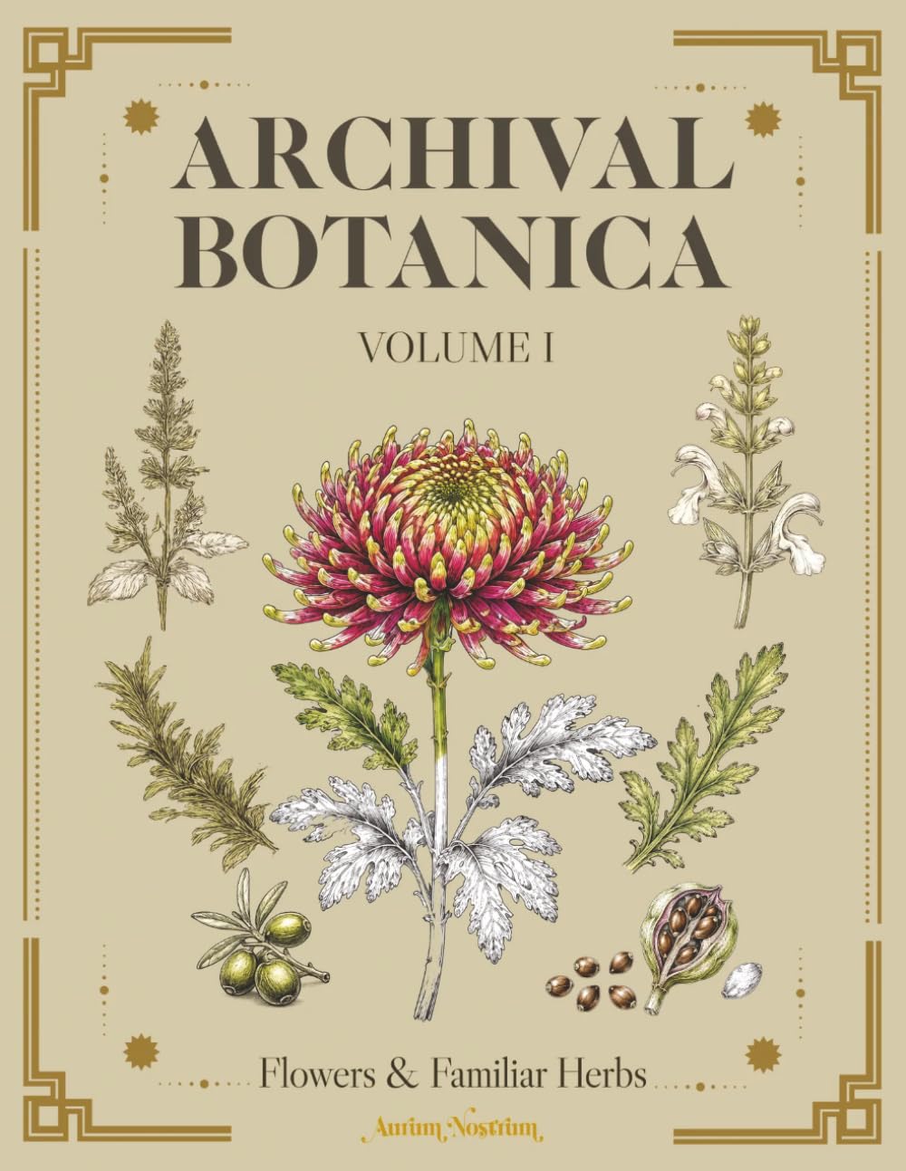Archival Botanica Volume I: Flowers & Familiar Herbs: A Botanical Coloring Book in the Herbarium Tradition with Specimen Labels